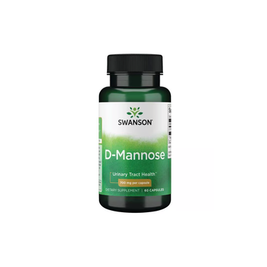 Swanson D-Mannose 700 mg, 60 capsules, is a dietary supplement for urinary tract and bladder health support.